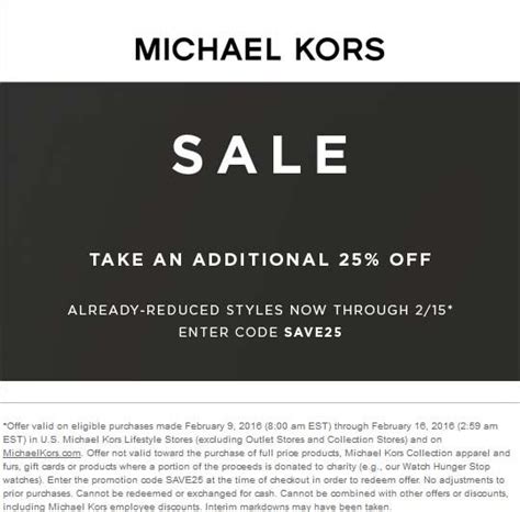 michael kor promo code|michael kors 25 off code.